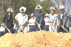 Commissioners break ground for the Public Safety Training Center. L to R: Holly Jones, Bill Stanley, David Gantt, Carol Peterson & K. Ray Bailey